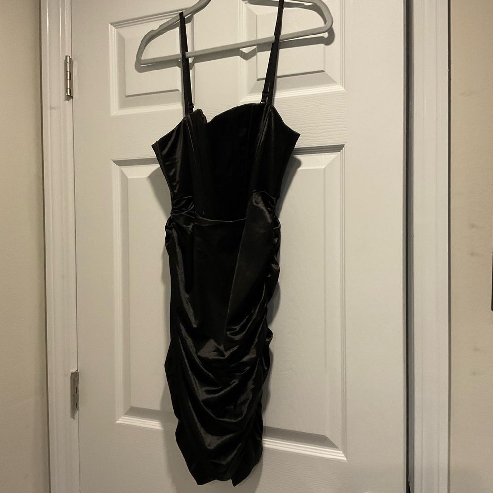 Amazon Black Satin Mini Dress